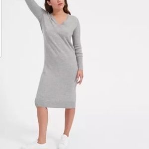 Everlane cashmere grey v midi dress size xs NWT